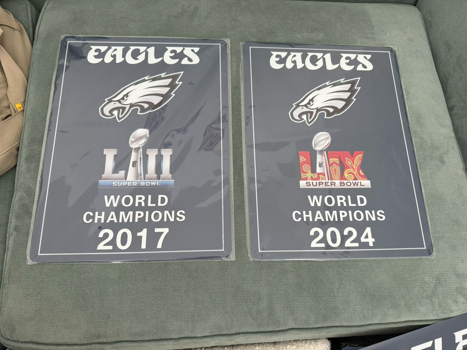 Philadelphia Eagles Super Bowl Champs 12”x18” Metal Tin Sign - Set Of 2
