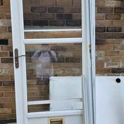 32x80 Back Doggy Storm Door . For Small Dogs Or Cats. Full Frame , With Screen Ready To Install.