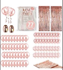 Posh Party 77-Piece Rose Gold Party Decoration Set