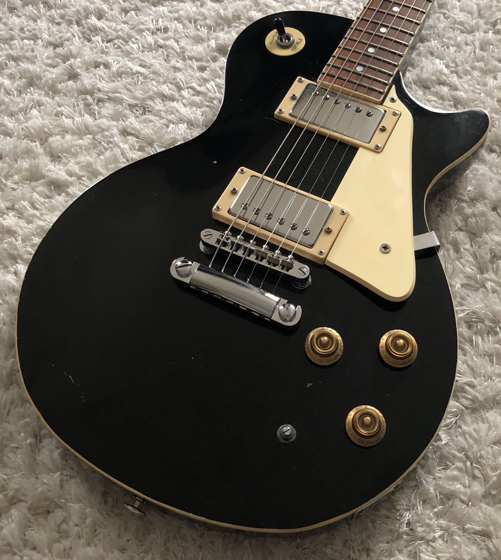 1970s Lotus Les Paul Copy Electric Guitar Black