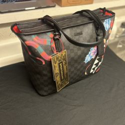 RARE Sprayground Jardin D'Eden Snake Checkerboard Tote Bag