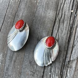 Coral & Silver Earrings