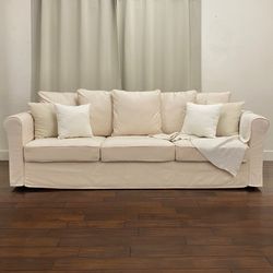 Delivery - Reupholstered Chenille Beige HÄRLANDA Sofa