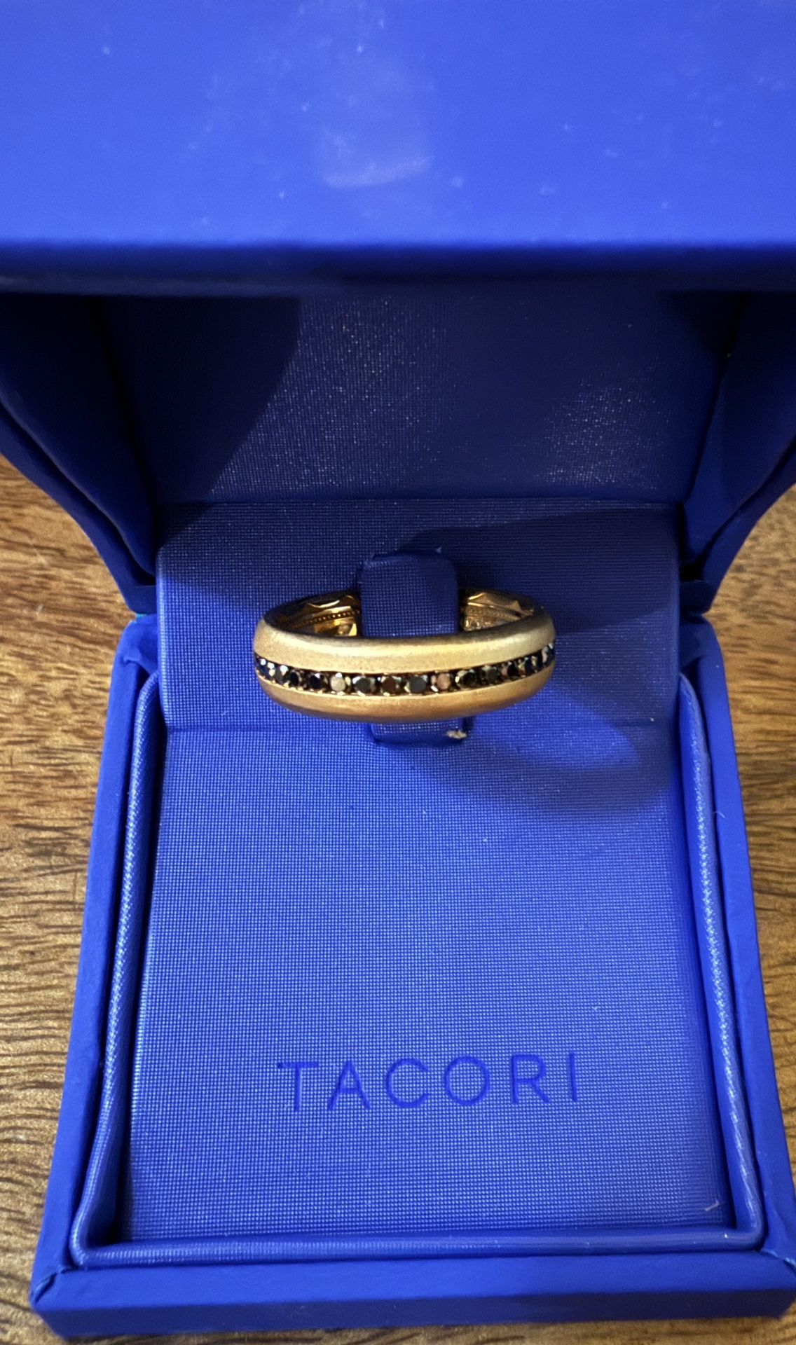 18kt Solid Gold Ring With Black Diamonds (size 9)