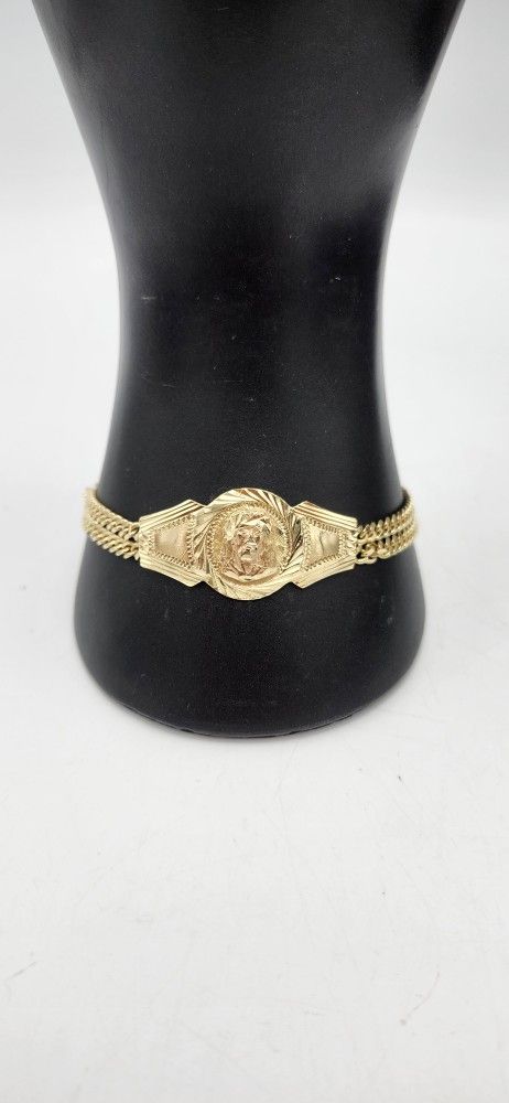 14kt Gold Jesus Nameplate Bracelet 15.8G 8"