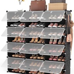  ROJASOP Portable Shoe Rack Organizer 8-Tier Shoe Cabinet 48-Pair Shoe Organizer Shoe Storage Expandable Free Standing Stackable Space Shoe R