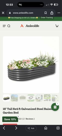 New large high quality 18" Tall 8x4 ft Galvanized Steel Raised Garden Bed