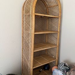 Vintage Rattan/Bamboo shelf with Arched Shelf—Large—Must Go ASAP