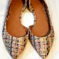 J Crew Flats Women's Shoes Size 8 Slip On Dress Shoes Tweed Multi Color Flats New