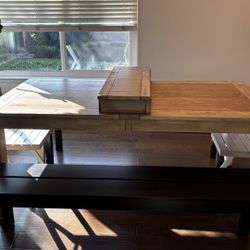 Solid Wood Table With Benches And Chairs 