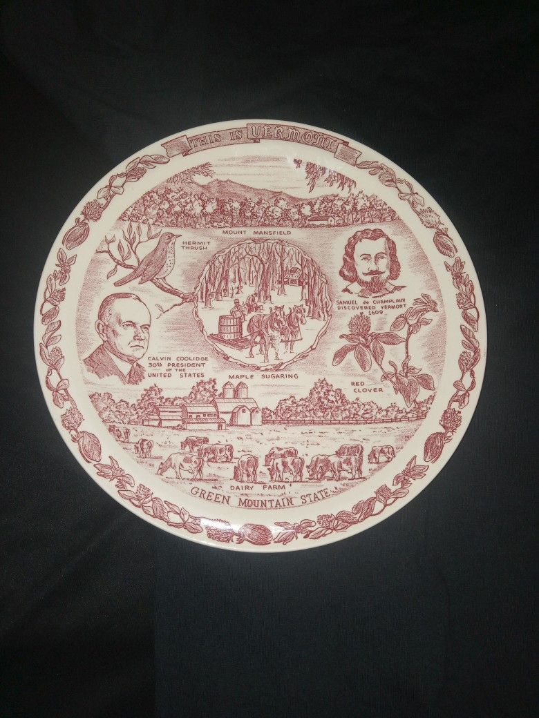 Large This Is Vermont - Green Mountains State Plate By Vernon Kilma (10 1/2 Inches)