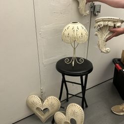 Beige Hanging Hearts  Table Tea light Lamp And 2 Sconces