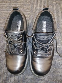 SKECHERS Men Low-Top Work Boots Size 11 Black Leather $45