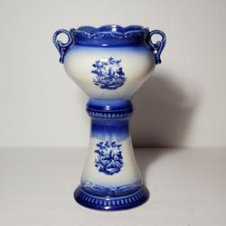 Empress Ironstone Vase Urn Blue Vintage