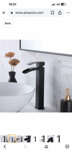 Vessel Sink Faucet Black, Single Handle Single Hole Waterfall Rv Bathroom  Black F21 $40