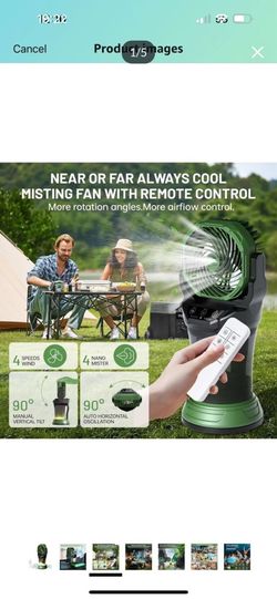 Brand new in box Portable Misting Fan with Remote & 30000mAh Rechargeable Misting Fans for Outside Patios Camping Beach & Workshops Mist Fan Portable 