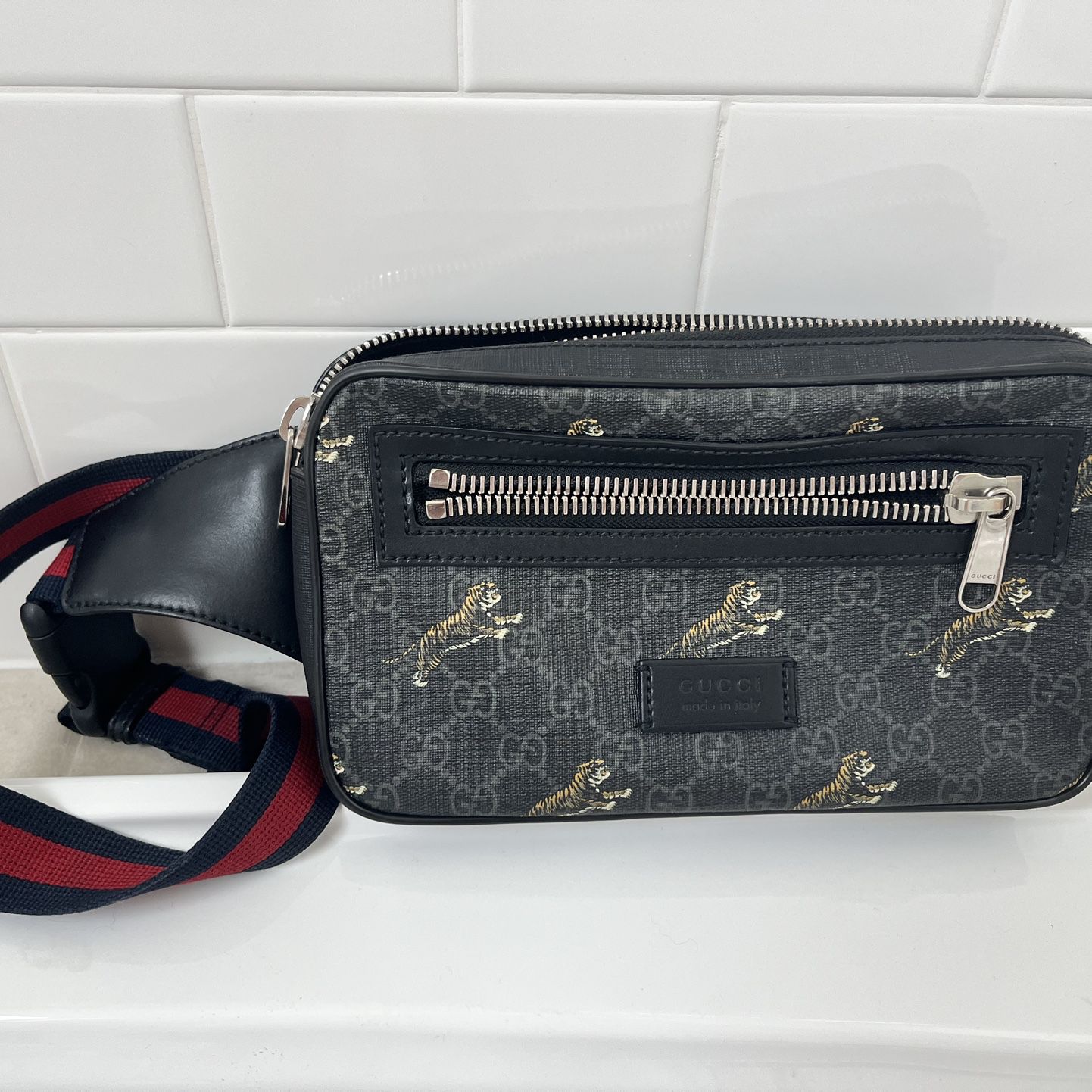 Gucci Tiger GG Belt Bag Beige/Ebony