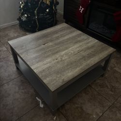 FREE COFFEE TABLE - Square, Grey, Partial Wood Grain