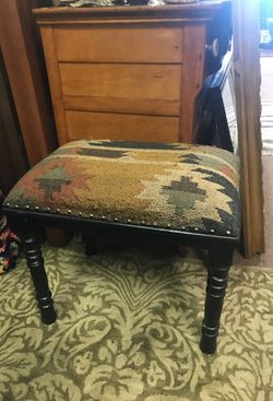 Mid-Century Kilim Rug Foot Stool