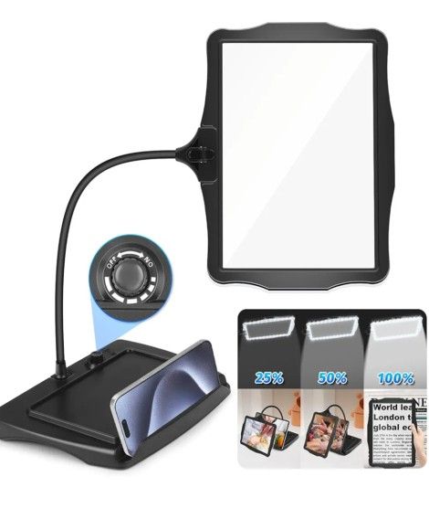 5X Large Rechargeable Magnifying Glass with Light and Stand