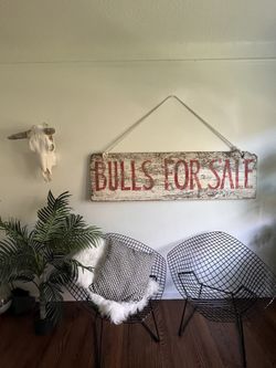 Old Worn Double Sided Sign- BULLS FOR SALE Western Rodeo Farm