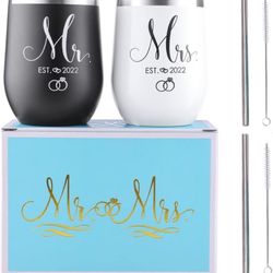 Mr and Mrs Wedding Gift Set -12 oz Stainless Steel 