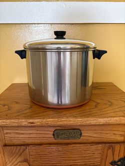 Vintage 10 qt Revere Ware Copper Bottom Stockpot with Lid.    P