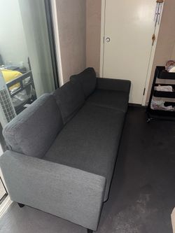 Dark Blue Fabric 3-Seat Sofa