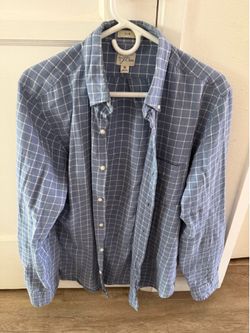 J crew slim medium blue window pane shirt