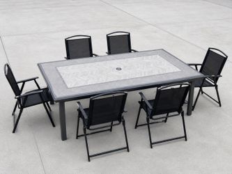 7 pieces patio dining set,  6 chairs