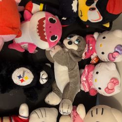 Hello Kitty and Squishmallow stuffed animal lot