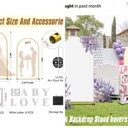 Wedding Arch Backdrop Stand and Covers Set of 2 (7.2FT & 6FT),Double-Color Spandex Fitted Arch Covers Balloon Arch Stand for Wedding/Baby/Shower/Birth