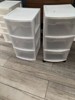 Plastic bins with drawers