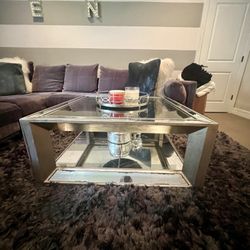 ZGallerie wood & mirrored coffee & side table