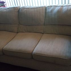Tan Fabric Couch From Bob's With Storage Ottoman