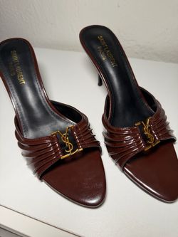 Ysl Brown Mule Sandal Heels