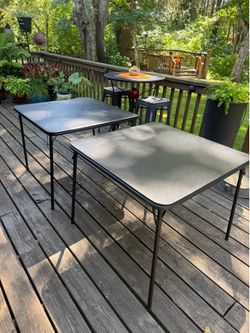 2 square black folding card tables