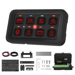 RGB LED 8 Gang Switch Panel Kit Control Relay System With Automatic Dimmable