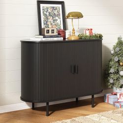 40" Sideboard Buffet Cabinet, Sliding Door/Adjustable Shelf, Black