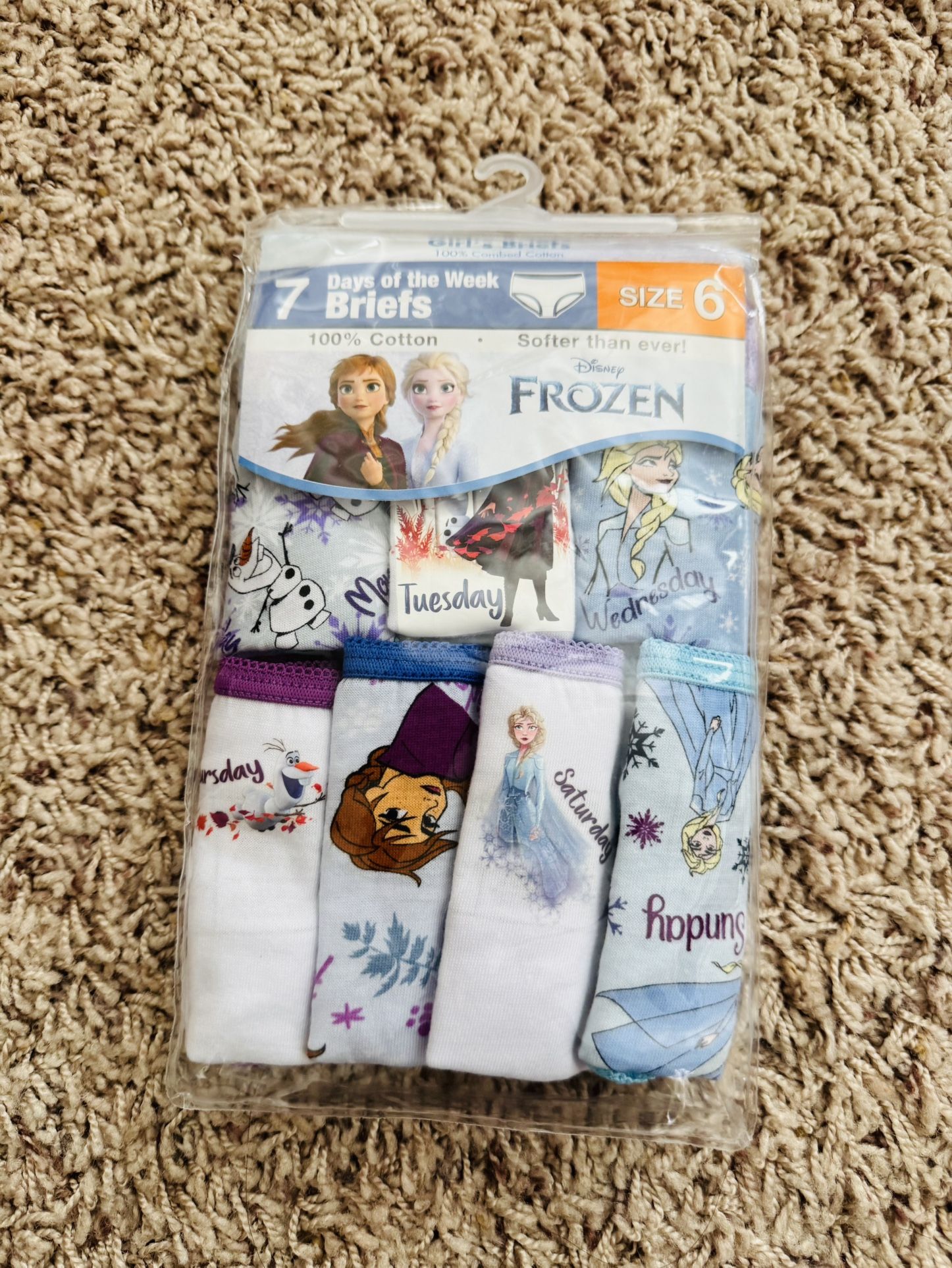 Frozen Disney Elsa Anna New Size 6 Girl Briefs Panties 100% Cotton