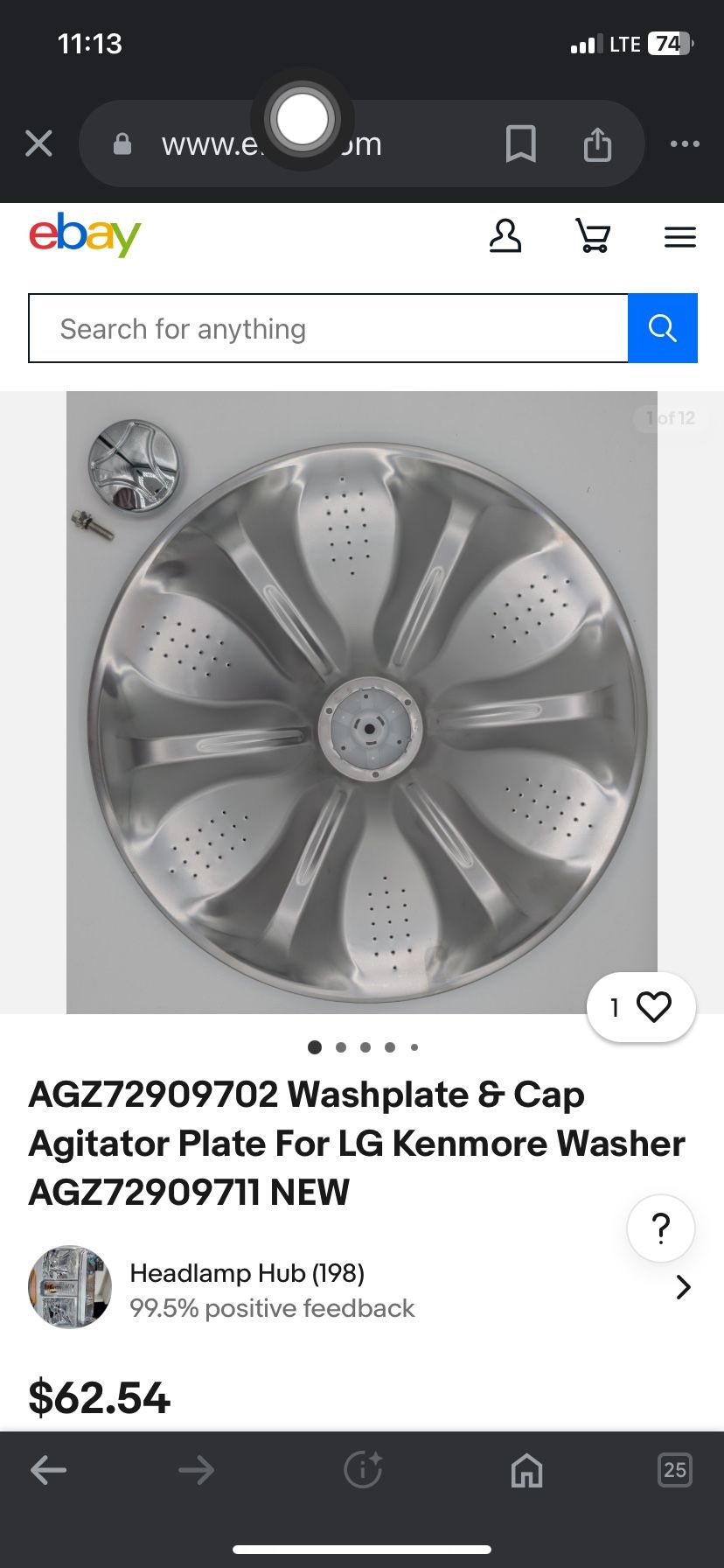 LG Or Kenmore Washer Agitator New