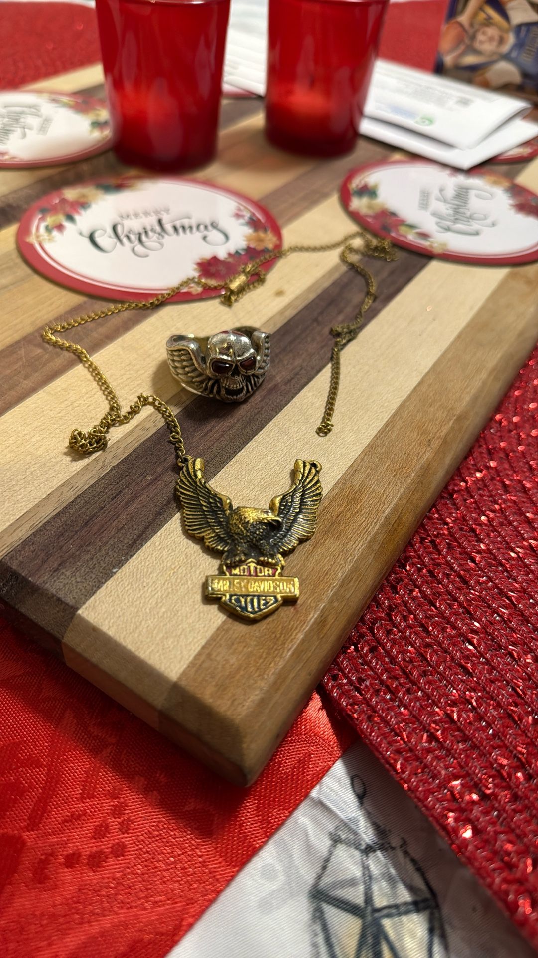 Vintage Bikers Sterling Ring And Necklace