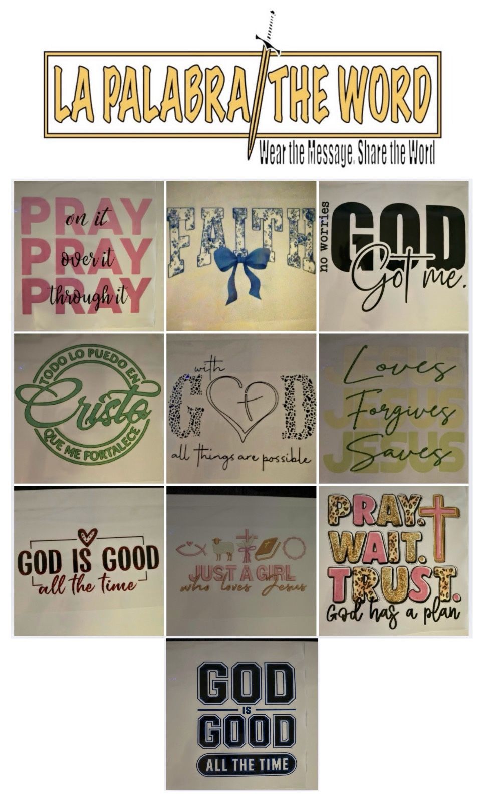Faith-Based DTF Gang sheet for shirts (10 Transfers)