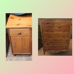 Beautiful wooden dresser and 1 Nightstand