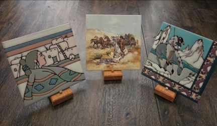 Native American art tiles/trivets