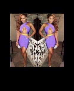 Custom Criss Cross Purple/Gold Bandage Dress