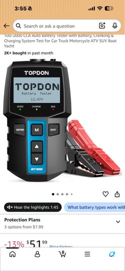 TOPFON BATTERY TESTER