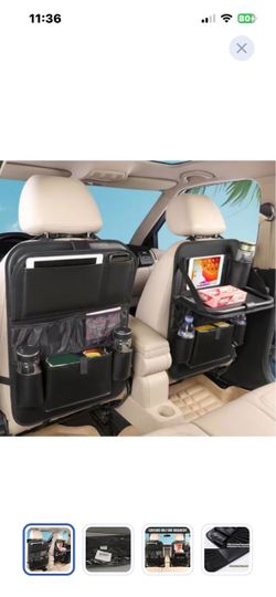 “New”(1)Leather (9 pocket)Car Seat Back Organizer with Tablet Holder