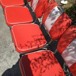 Red Retro Dining Room Chair And Table Set