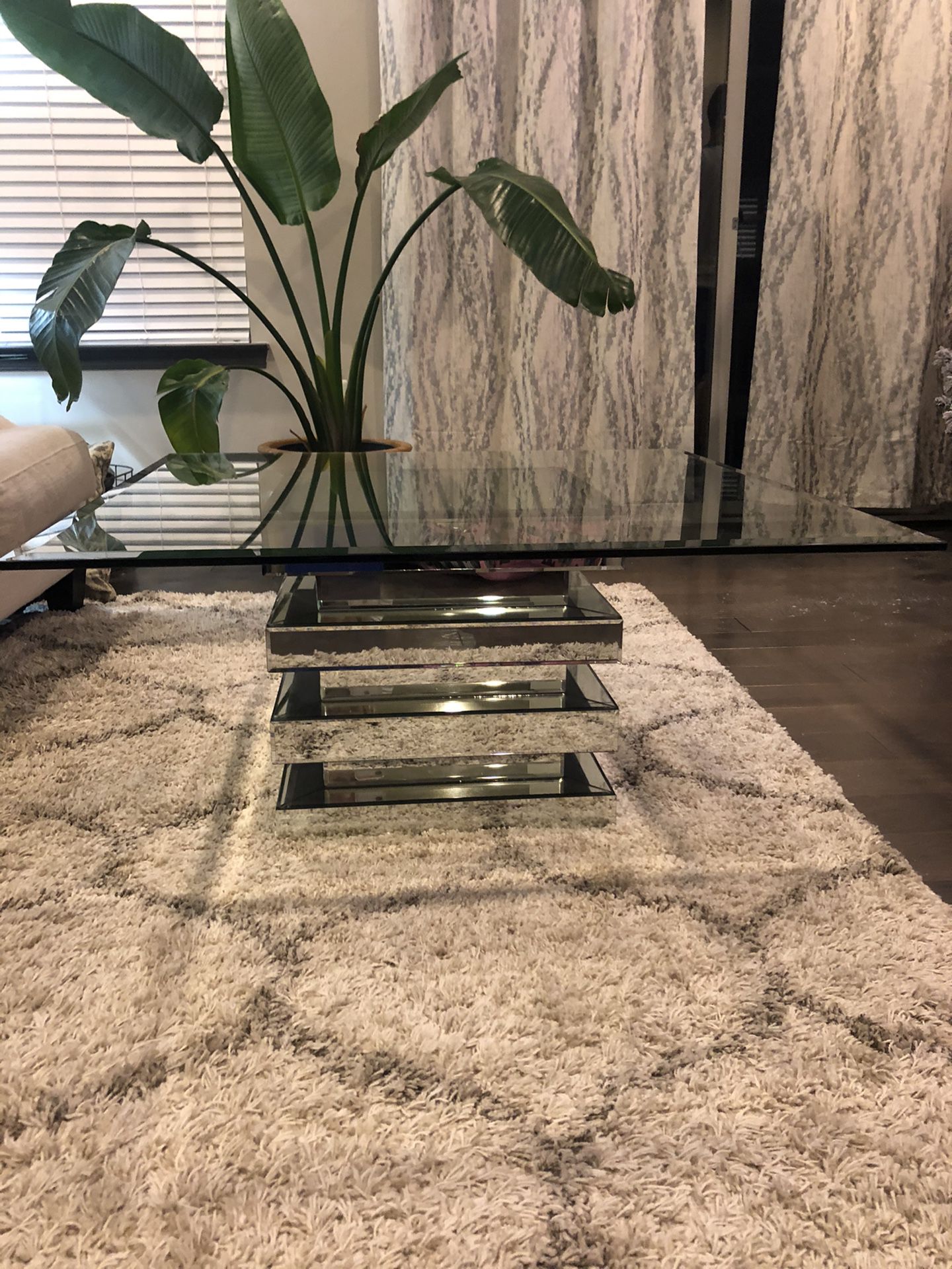 Glass coffee table with two end tables
